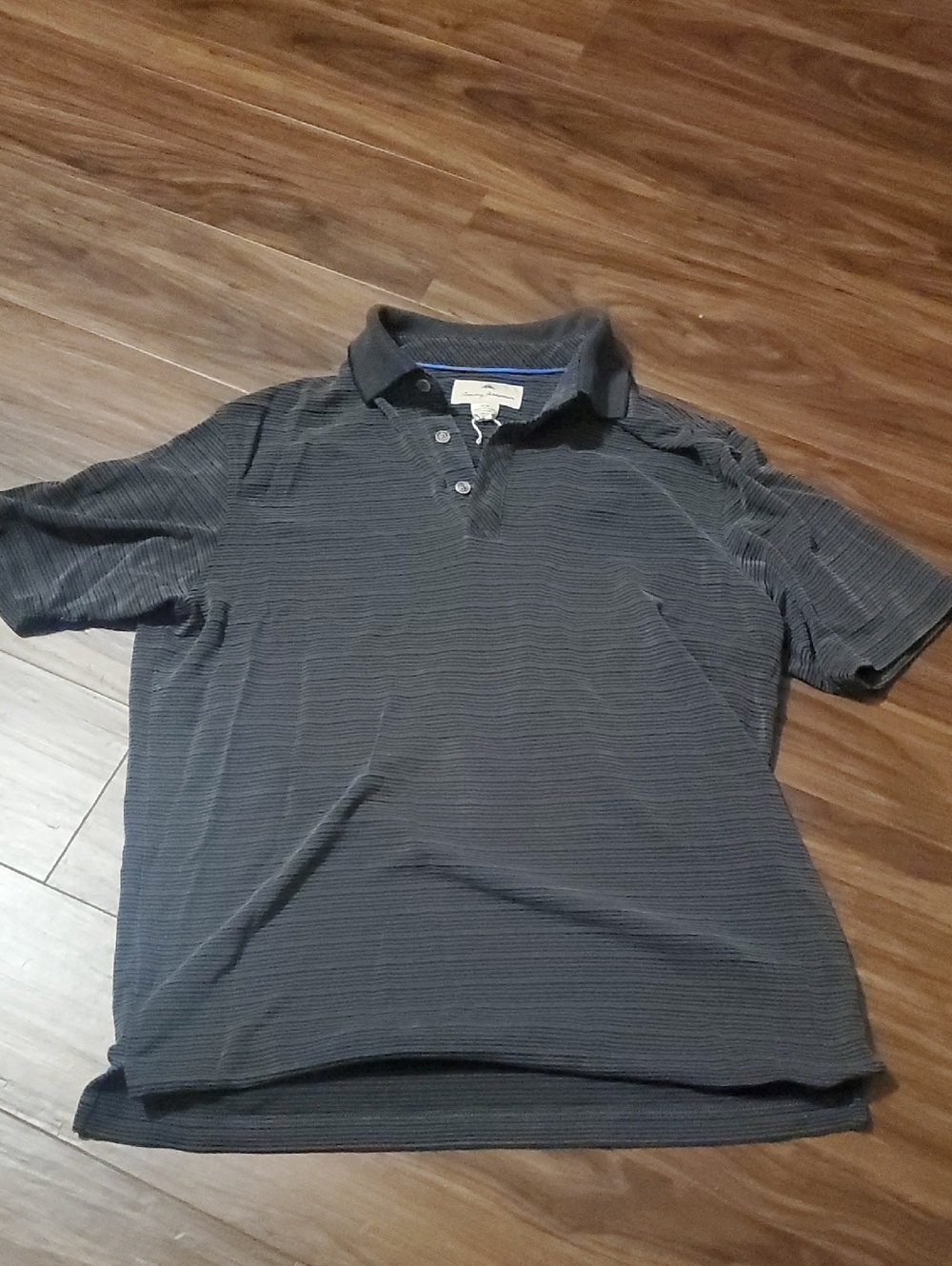 Tommy Bahama Men's Modal Polo in Charcoal Gray with Subtle Stripes